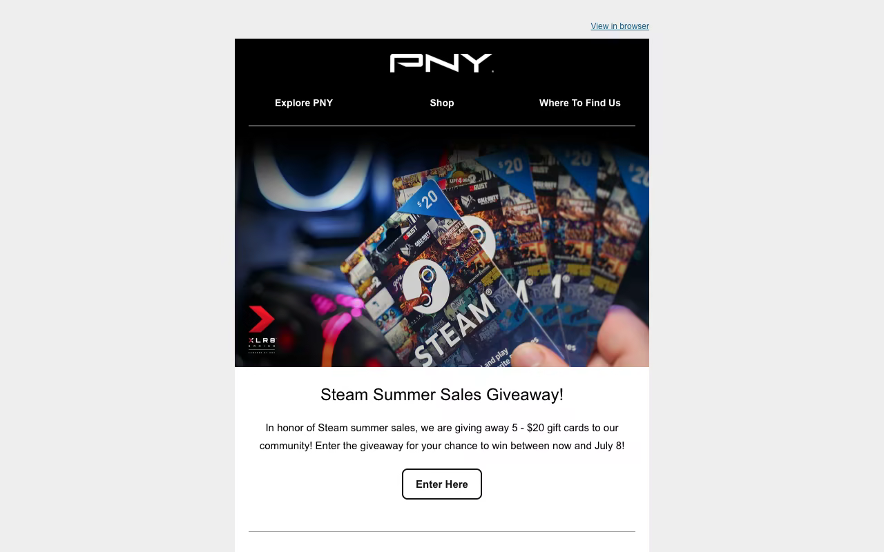 PNY XLR8 Livestream newsletter